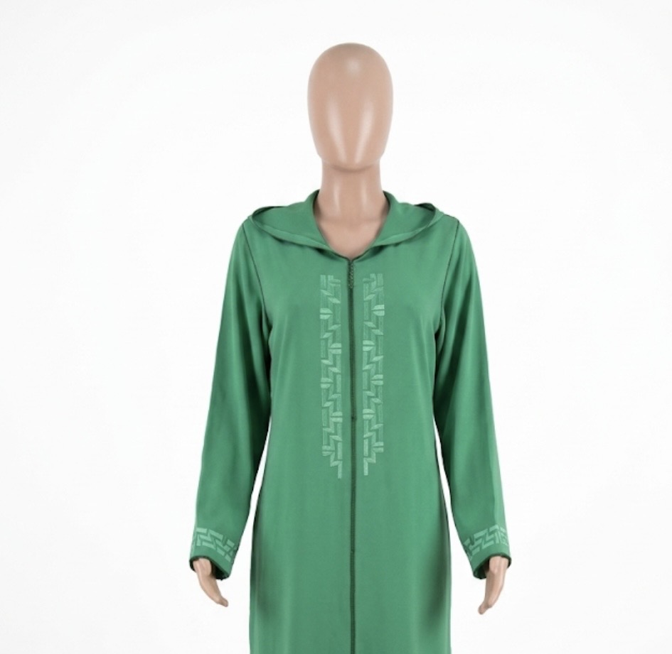 جلابة خضراء أنيقة بتطريز فاخر - image 4