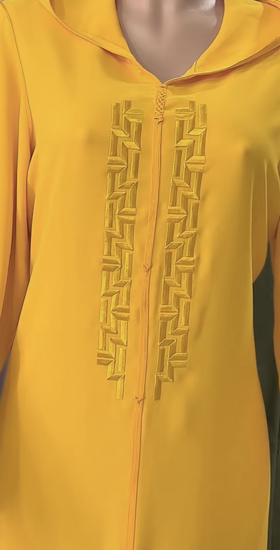 جلابة صفراء أنيقة بتطريز هندسي راق - image 6